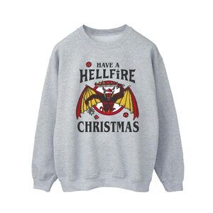Netflix Mens Stranger Things Hellfire Christmas Sweatshirt / Sports Grey